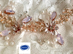 Haardraht Roségold – Perlen Strass Blüten Haarschmuck flexibel – Brautschmuck Diadem für Hochzeit Abiball Kommunion festliche Frisuren | ONDEGO®