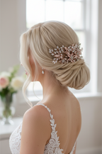 Haarkamm Rosa – Roségold Haarschmuck mit Perlen | ONDEGO®