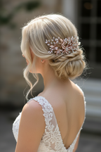 Haarkamm Rosa – Roségold Haarschmuck mit Perlen | ONDEGO®