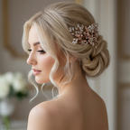 Haarkamm Rosa – Roségold Haarschmuck mit Perlen | ONDEGO®