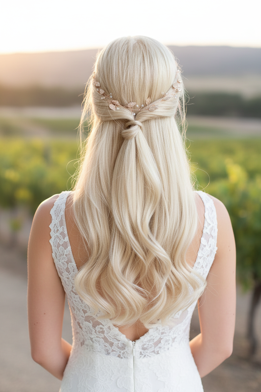 Haardraht Blätter helles Gold / Roségold | Federleichter Brautschmuck | ONDEGO®