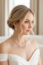 Zirkonia Schmuckset Gold – Collier, Ohrringe & Armband mit Blattdesign | ONDEGO®