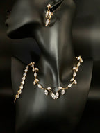 Zirkonia Schmuckset Gold – Collier, Ohrringe & Armband mit Blattdesign | ONDEGO®