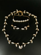 Zirkonia Schmuckset Gold – Collier, Ohrringe & Armband mit Blattdesign | ONDEGO®