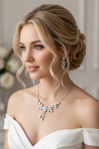 Zirkonia Blüten Schmuckset Silber – Collier, Ohrringe & Armband mit AAA+ Zirkonia | ONDEGO®