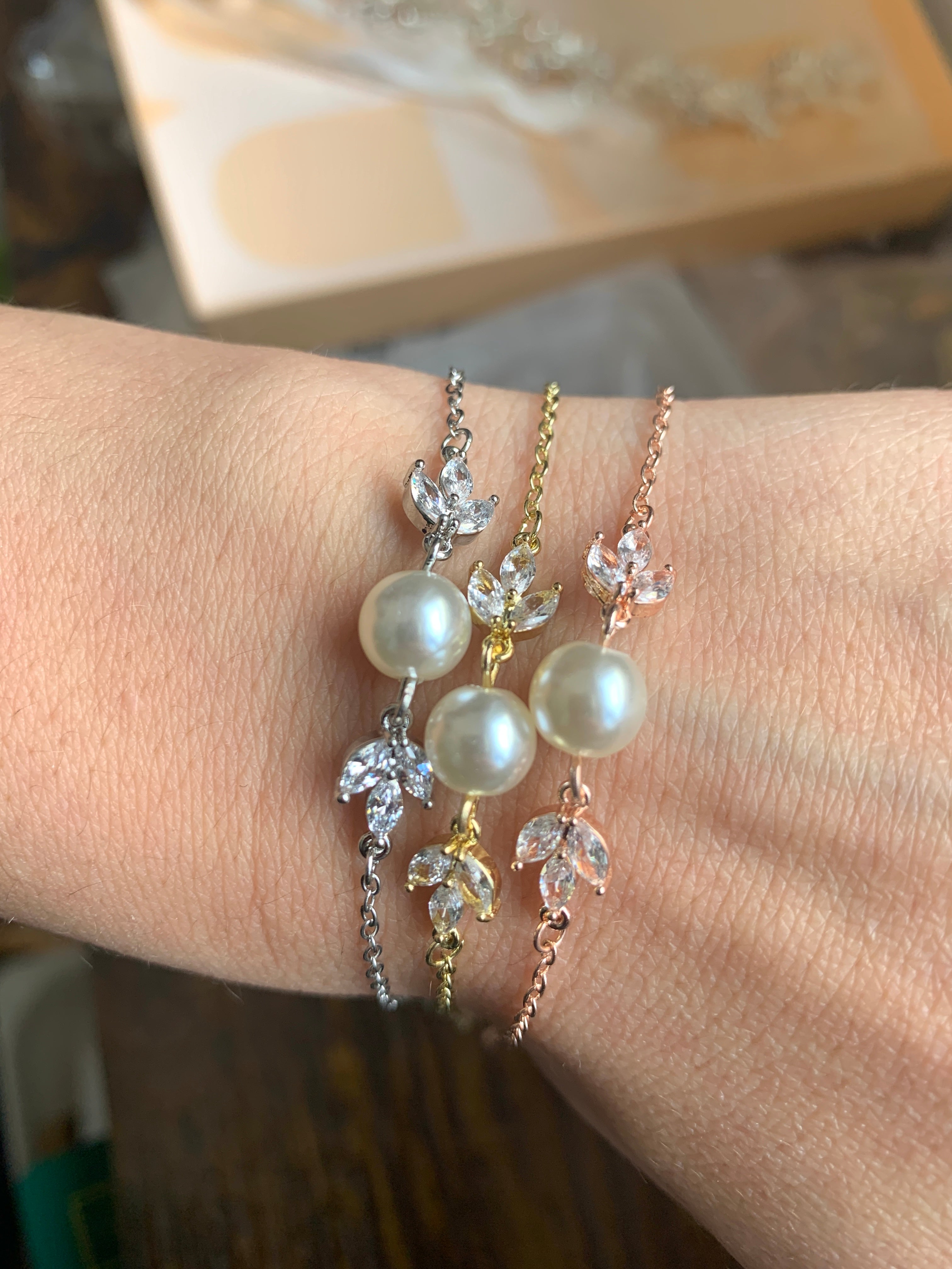 Perle Zirkonia Armband – AAA+ | Silber, Gold oder Roségold | verstellbar | ONDEGO®