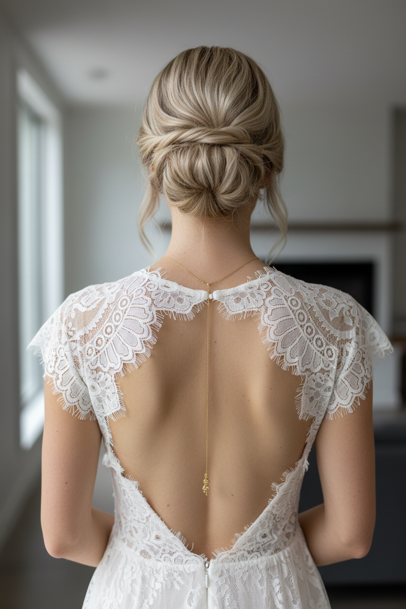 Brautschmuck Set Gold – Rückenkette, Collier, Armband & Ohrringe mit Strass | ONDEGO®