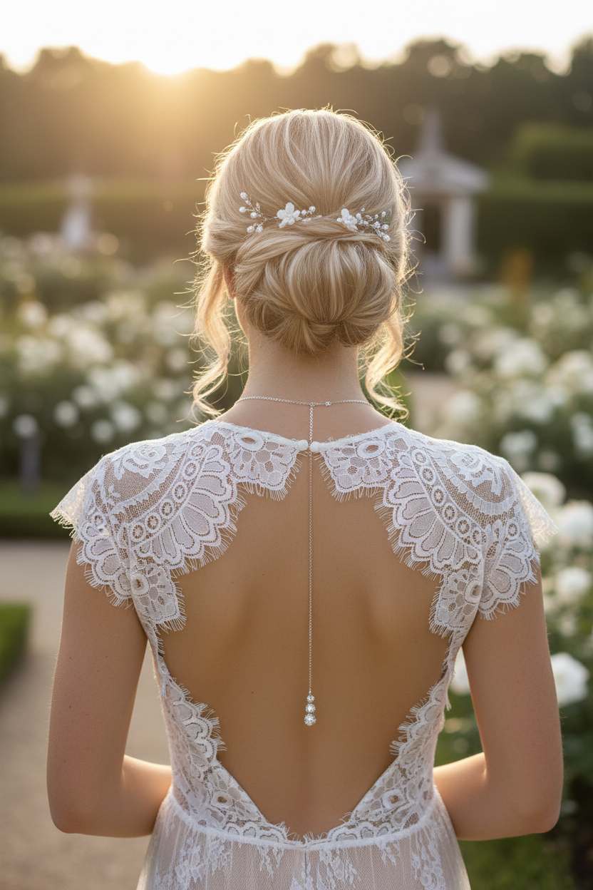 Elegante Rückenkette mit Strassperlen – glamouröser Rückenschmuck für Braut & besondere Anlässe | ONDEGO®