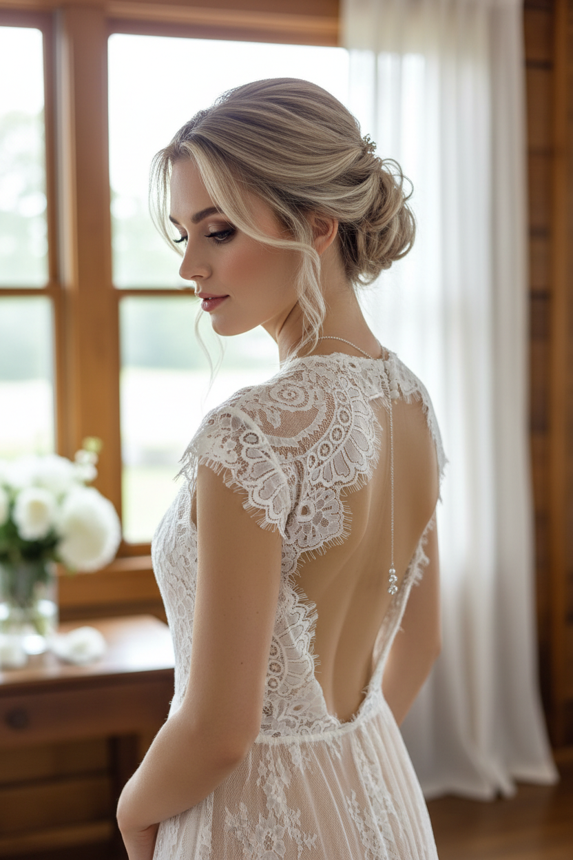 Brautschmuck Set Silber – Rückenkette, Collier, Armband & Ohrringe mit Strass | ONDEGO®