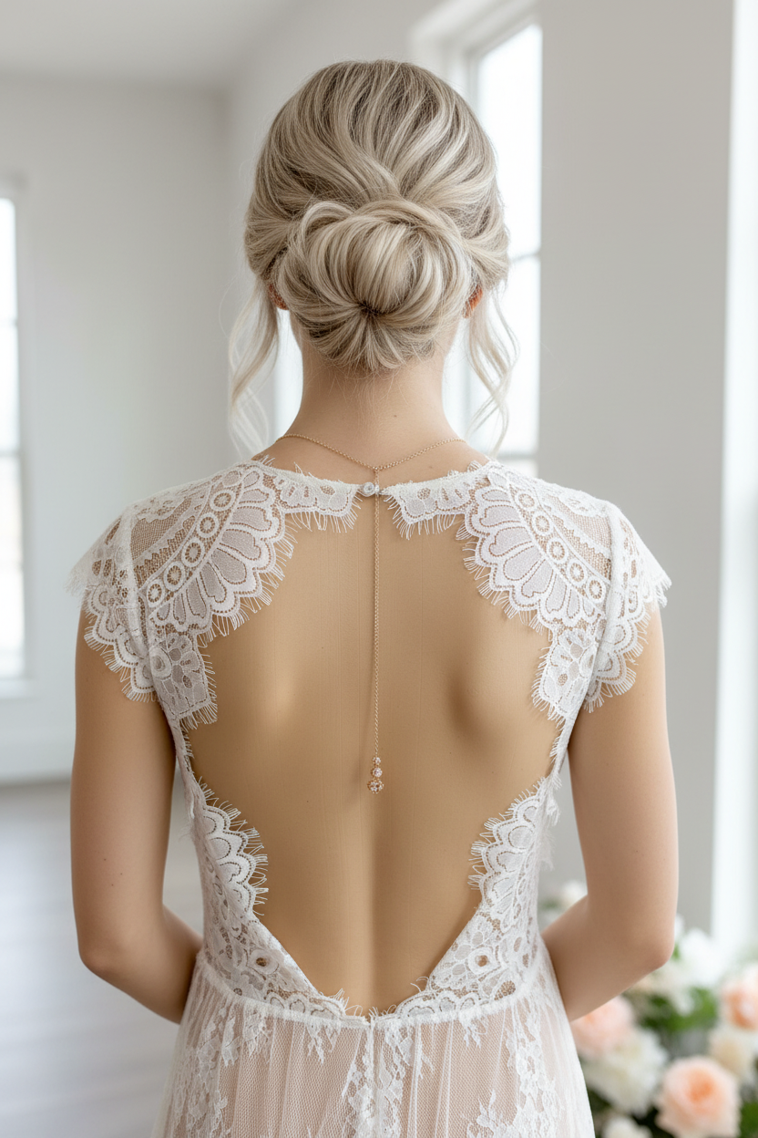 Elegante Rückenkette mit Strassperlen – glamouröser Rückenschmuck für Braut & besondere Anlässe | ONDEGO®