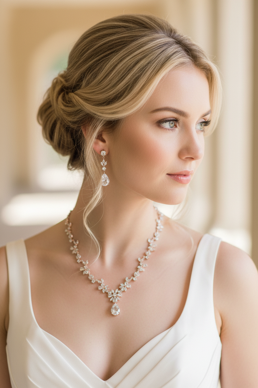 Zirkonia Blüten Schmuckset Roségold – Collier, Ohrringe & Armband mit AAA+ Zirkonia | ONDEGO®