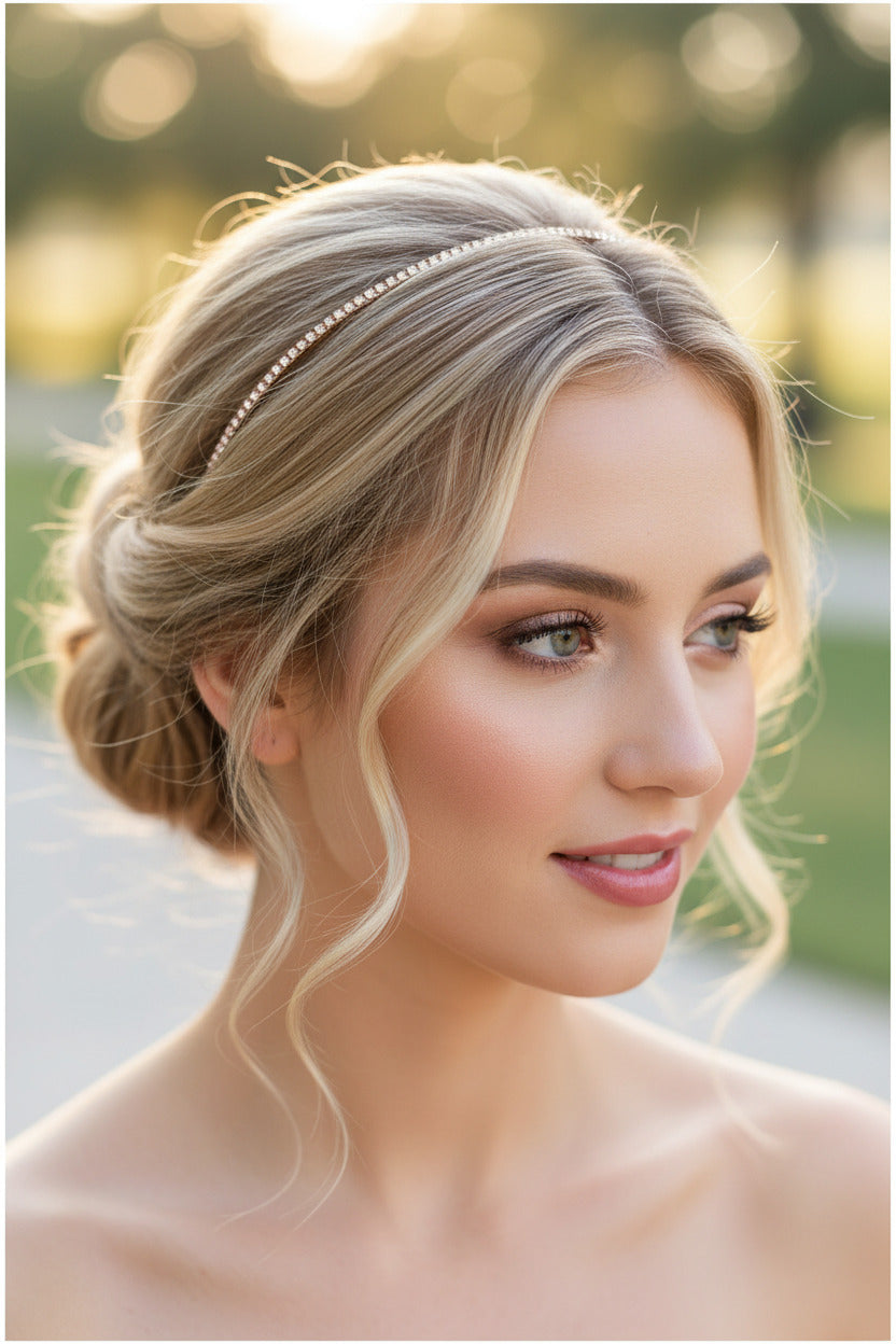 Roségold Zartes Strass Diadem – dezente Tiara für Standesamt, Braut & Hochzeit | ONDEGO®