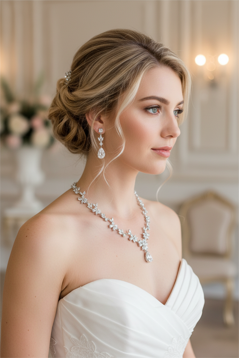 Zirkonia Blüten Schmuckset Silber – Collier, Ohrringe & Armband mit AAA+ Zirkonia | ONDEGO®