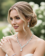 Zirkonia Blüten Schmuckset Silber – Collier, Ohrringe & Armband mit AAA+ Zirkonia | ONDEGO®