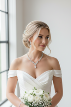 Zirkonia Blüten Schmuckset Silber – Collier, Ohrringe & Armband mit AAA+ Zirkonia | ONDEGO®