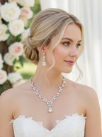 Zirkonia Blüten Schmuckset Silber – Collier, Ohrringe & Armband mit AAA+ Zirkonia | ONDEGO®
