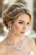 Zirkonia Schmuckset mit Blüten-Design – Collier, Ohrringe & Armband in Silber | ONDEGO®