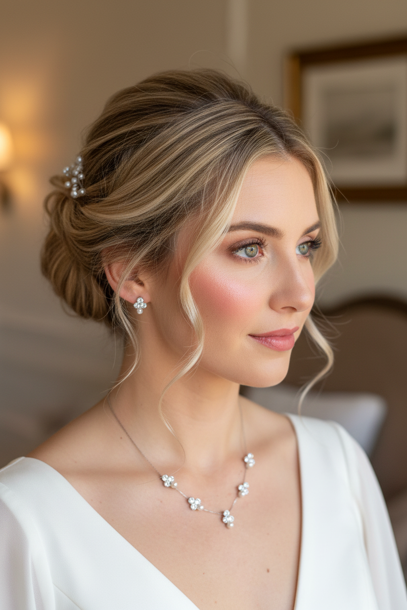 Zartes Perlen Schmuckset Damen Silber – Halskette & Ohrringe mit Strass und Zirkonia | ONDEGO®