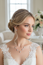 Zartes Perlen Schmuckset Damen Silber – Halskette & Ohrringe mit Strass und Zirkonia | ONDEGO®