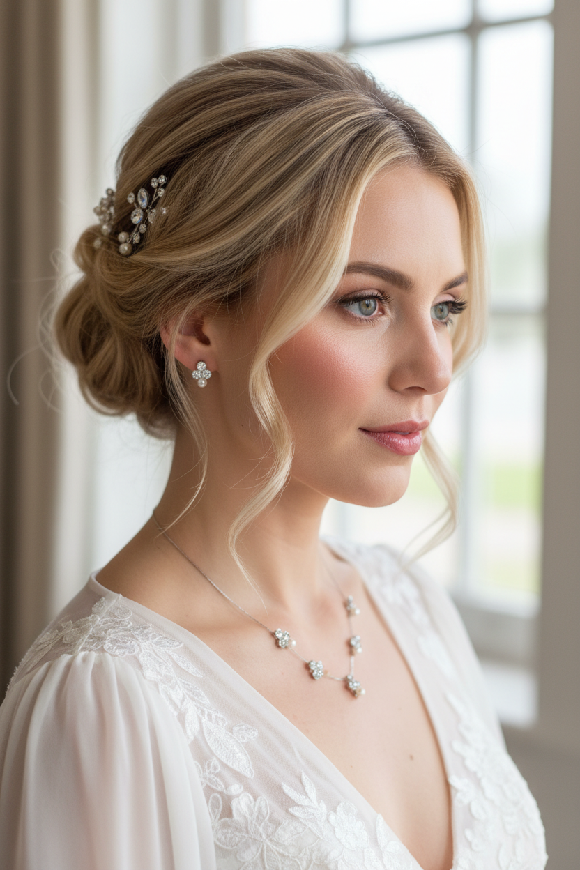 Zartes Perlen Schmuckset Damen Silber – Halskette & Ohrringe mit Strass und Zirkonia | ONDEGO®