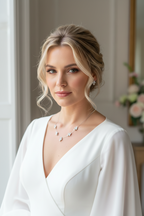 Zartes Perlen Schmuckset Damen Silber – Halskette & Ohrringe mit Strass und Zirkonia | ONDEGO®