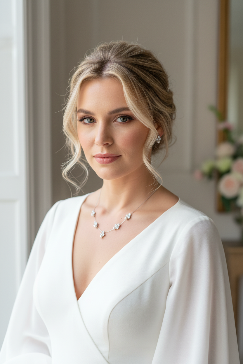 Zartes Perlen Schmuckset Damen Silber – Halskette & Ohrringe mit Strass und Zirkonia | ONDEGO®