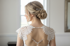Rückenkette Silber mit Zirkonia & Perlen – Eleganter Rückenschmuck für Brautkleider | ONDEGO®