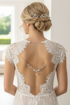 Rückenkette Silber mit Zirkonia & Perlen – Eleganter Rückenschmuck für Brautkleider | ONDEGO®