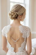 Rückenkette Silber mit Zirkonia & Perlen – Eleganter Rückenschmuck für Brautkleider | ONDEGO®