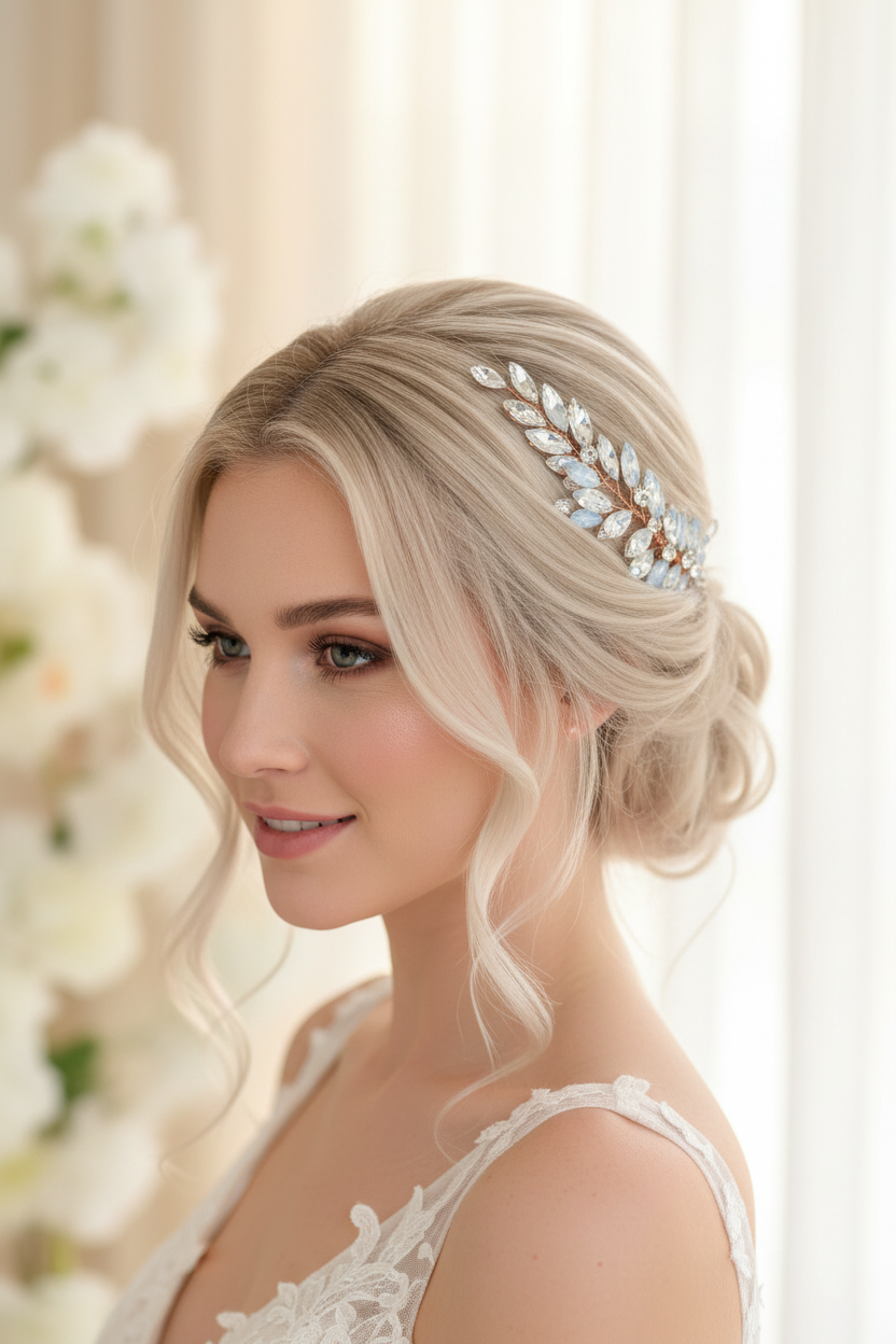Strass Haarklammern Roségold – Brautschmuck Haarschmuck Set 2 Stück | ONDEGO®