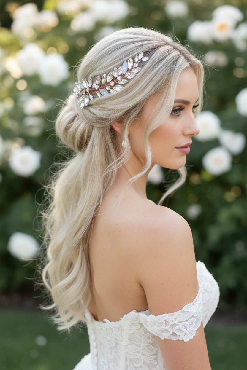 Strass Haarklammern Roségold – Brautschmuck Haarschmuck Set 2 Stück | ONDEGO®