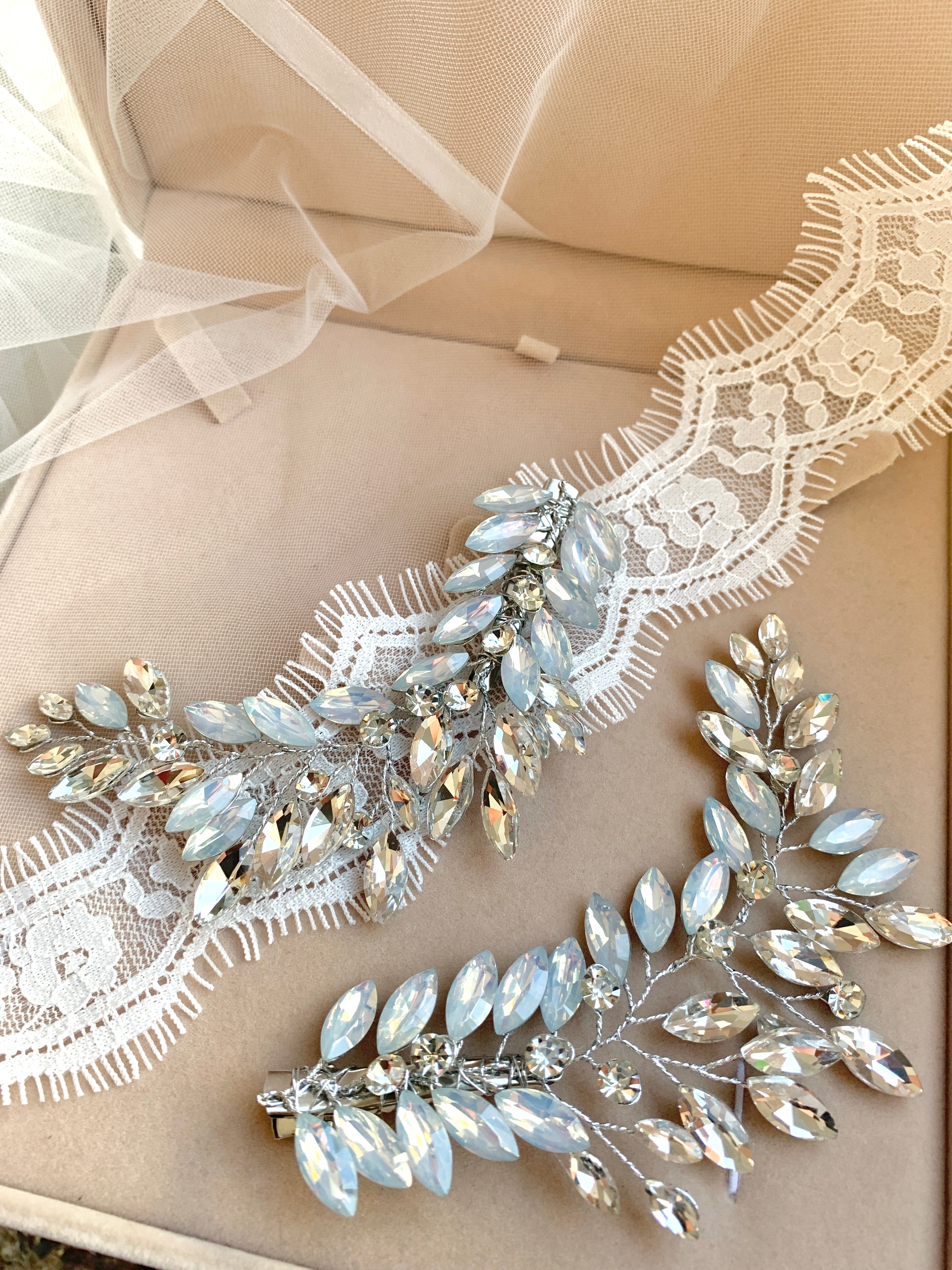 Strass Haarklammern Silber – Brautschmuck Haarschmuck Set 2 Stück | ONDEGO®