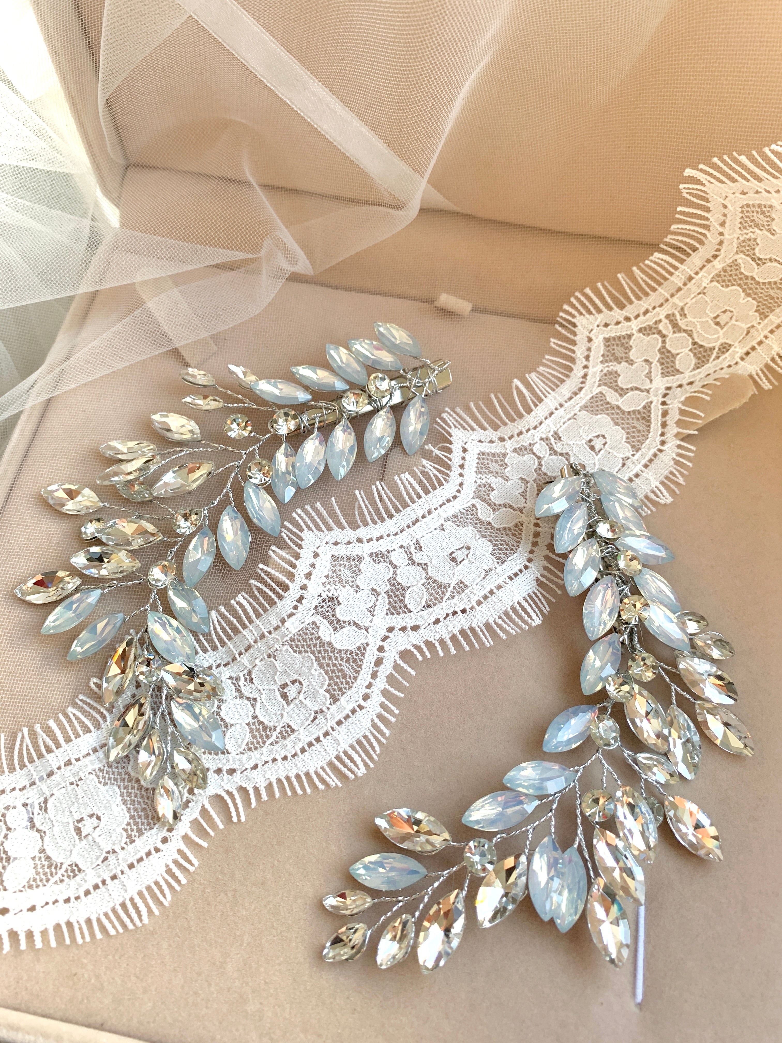 Strass Haarklammern Silber – Brautschmuck Haarschmuck Set 2 Stück | ONDEGO®