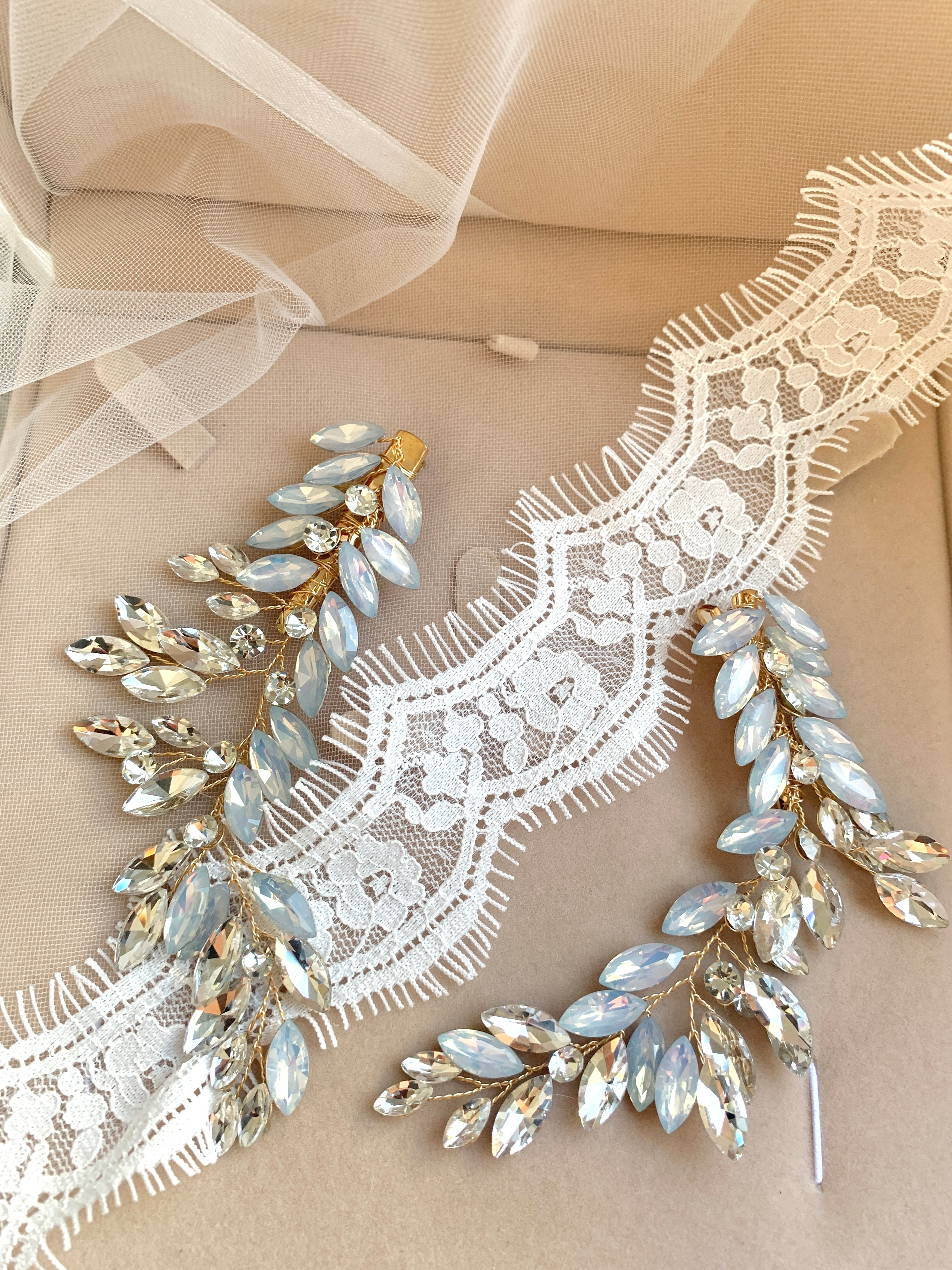 Strass Haarklammern Gold – Brautschmuck Haarschmuck Set 2 Stück | ONDEGO®