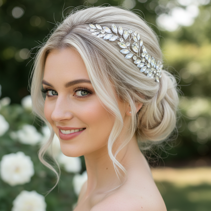 Strass Haarklammern Silber – Brautschmuck Haarschmuck Set 2 Stück | ONDEGO®