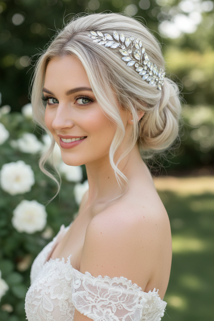 Strass Haarklammern Silber – Brautschmuck Haarschmuck Set 2 Stück | ONDEGO®