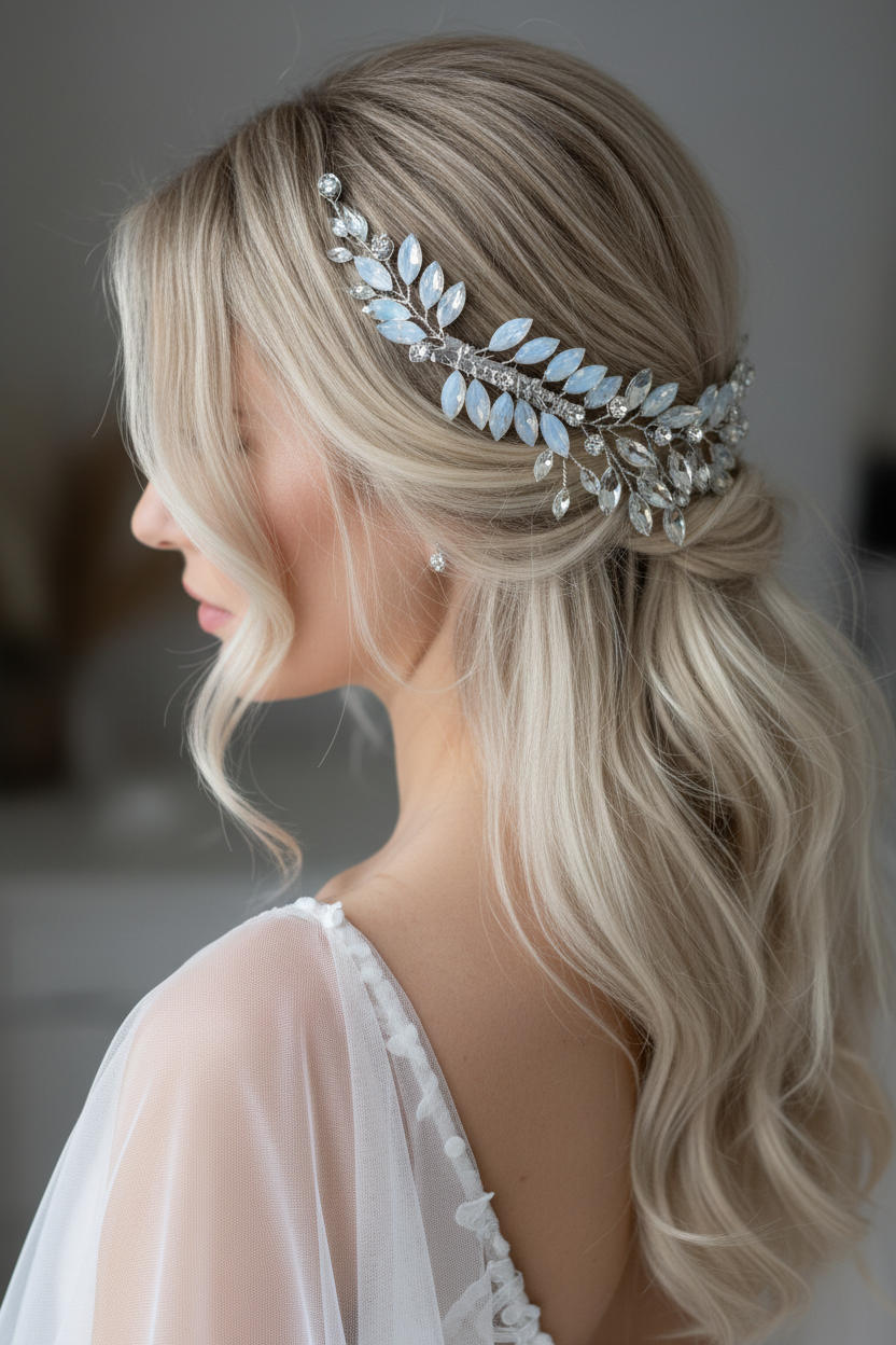 Strass Haarklammern Silber – Brautschmuck Haarschmuck Set 2 Stück | ONDEGO®