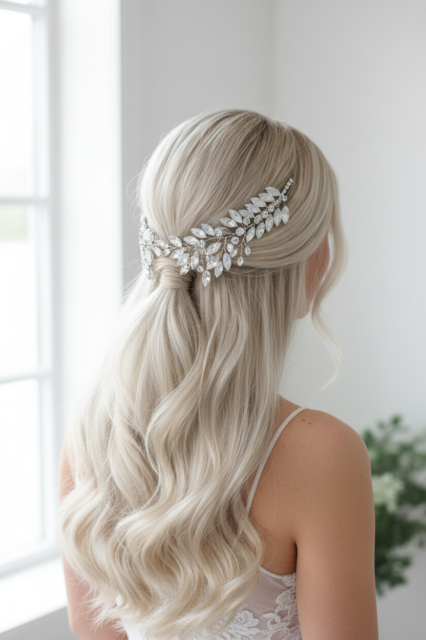 Strass Haarklammern Silber – Brautschmuck Haarschmuck Set 2 Stück | ONDEGO®