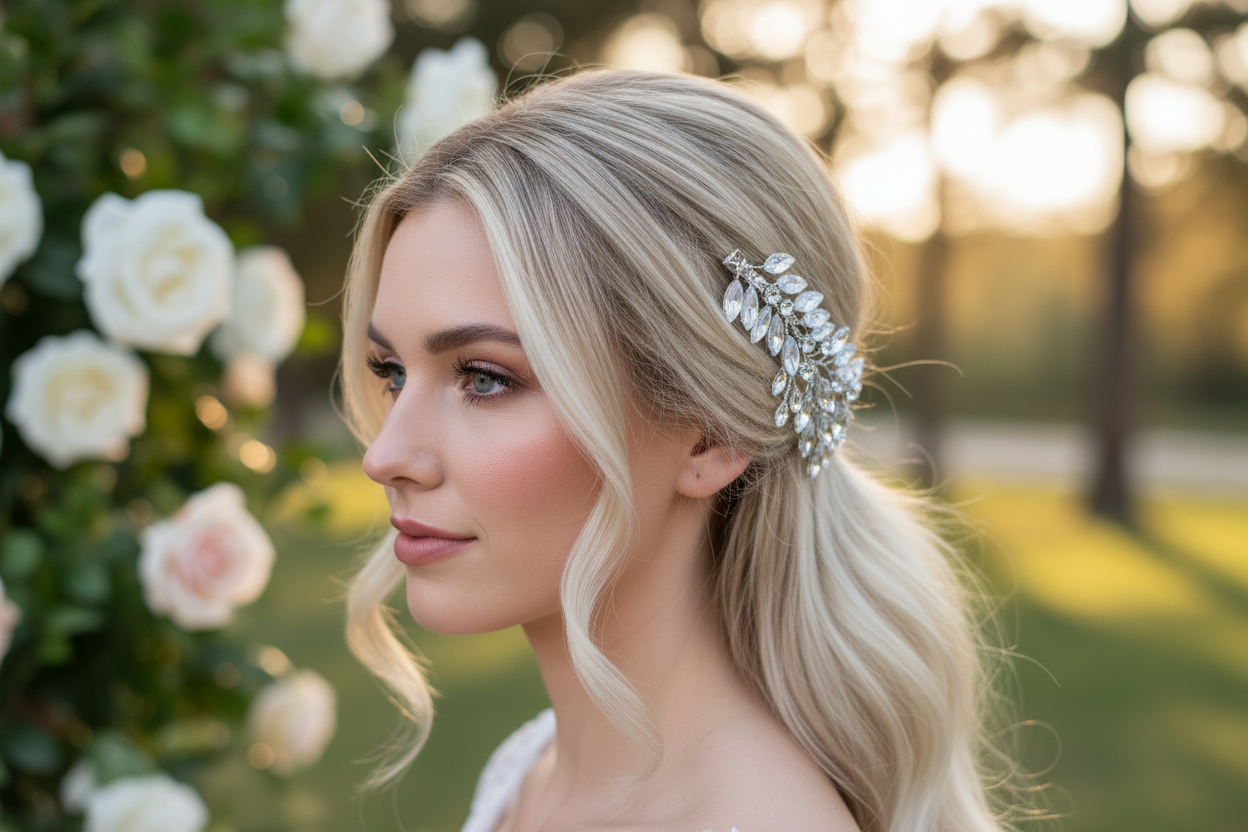 Strass Haarklammern Silber – Brautschmuck Haarschmuck Set 2 Stück | ONDEGO®