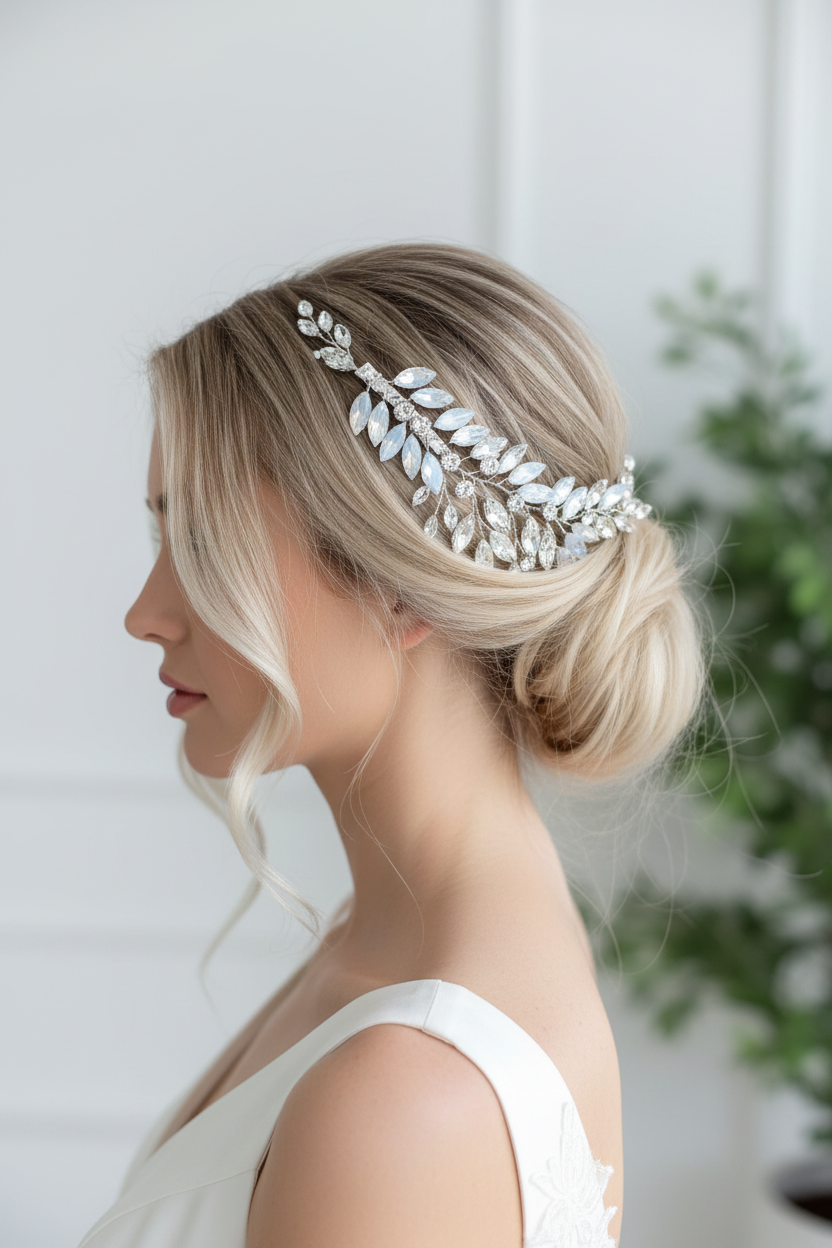 Strass Haarklammern Silber – Brautschmuck Haarschmuck Set 2 Stück | ONDEGO®