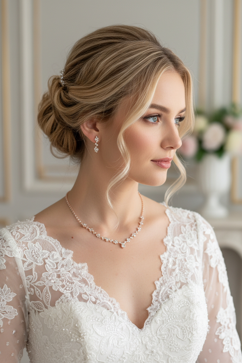 Strass Schmuckset Roségold – Halskette, Ohrringe & Armband | Eleganter Brautschmuck | ONDEGO®