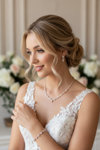 Strass Schmuckset Roségold – Halskette, Ohrringe & Armband | Eleganter Brautschmuck | ONDEGO®