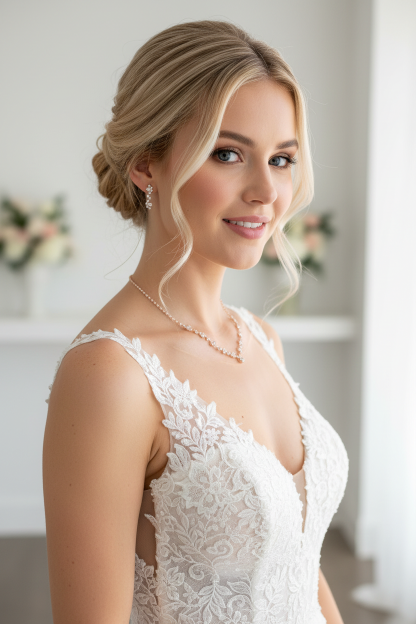 Brautschmuck Set Roségold – Rückenkette, Collier, Armband & Ohrringe mit Strass | ONDEGO®