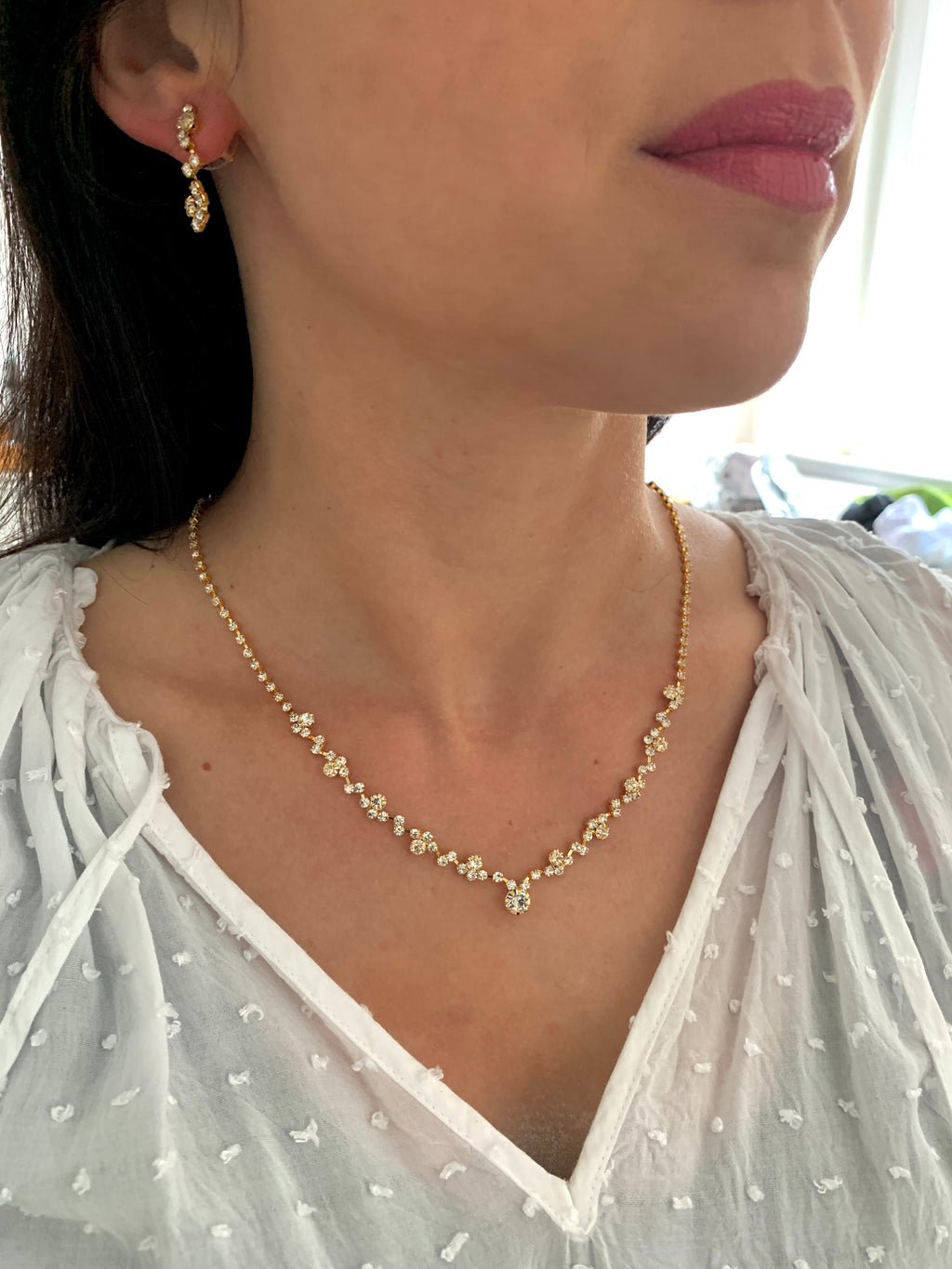 Gold Strass Schmuckset mit Diadem – Collier, Ohrringe & Armband für Hochzeit, Jugendweihe & Abiball | ONDEGO®