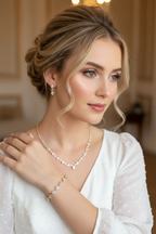 Brautschmuck Set Gold – Rückenkette, Collier, Armband & Ohrringe mit Strass | ONDEGO®