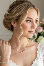 Strass Schmuckset Gold – Halskette, Ohrringe & Armband | ONDEGO®