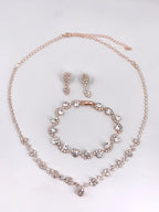 Strass Schmuckset Roségold – Halskette, Ohrringe & Armband | Eleganter Brautschmuck | ONDEGO®