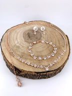 Brautschmuck Set Roségold – Rückenkette, Collier, Armband & Ohrringe mit Strass | ONDEGO®