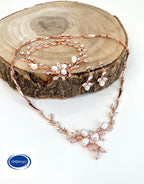 Zirkonia Schmuckset Rosegold – 3-teilig | Collier, Ohrringe & Armband | ONDEGO®
