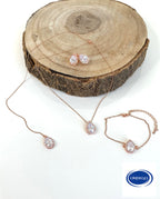 Rückenkette Schmuckset mit Zirkonia Tropfen – elegantes 2-in-1 Brautschmuck-Set | ONDEGO®